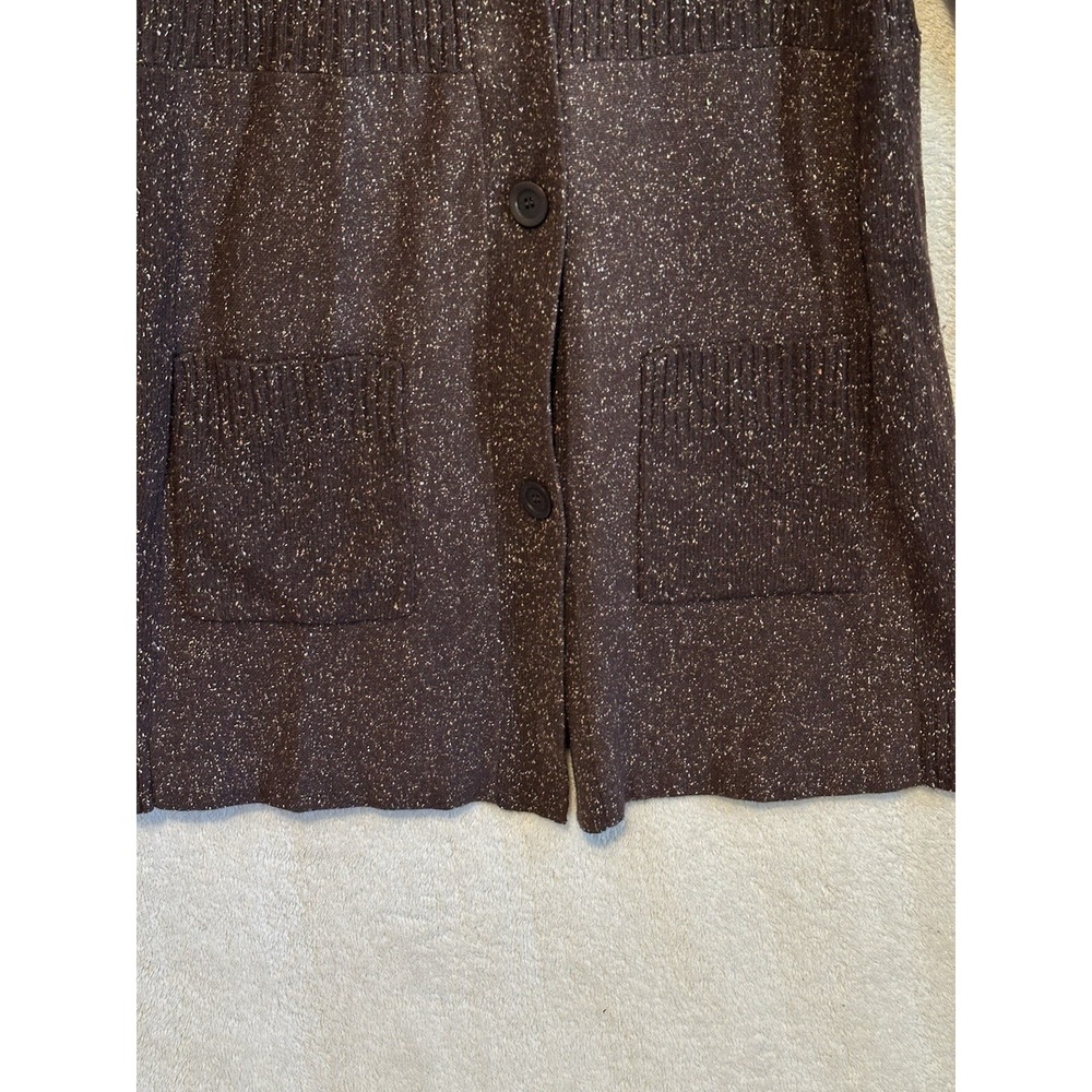 EILEEN FISHER Sweater Women Medium Long Wool Angora Silk Cardigan Brown Speckled - Picture 4 of 12